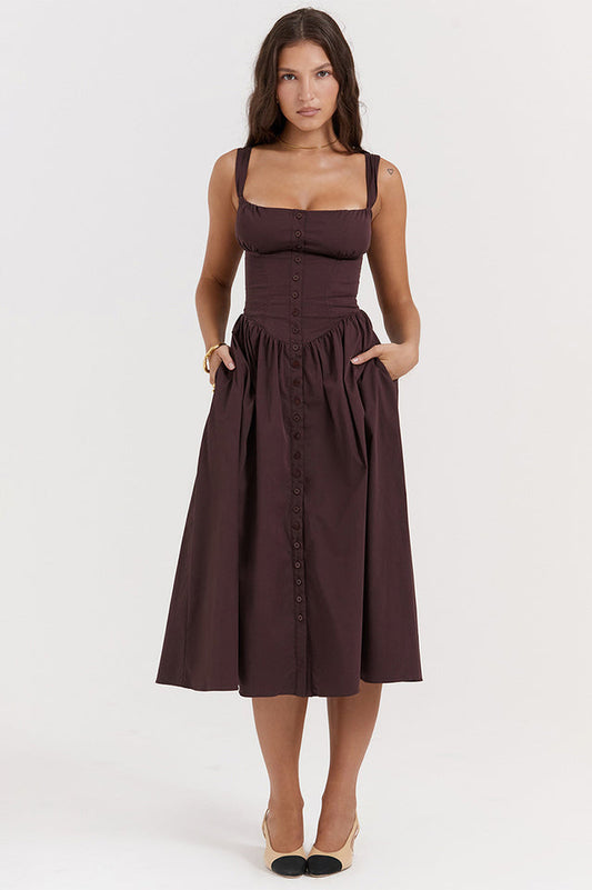 Rich Brown Midi Sundress Rich Brown