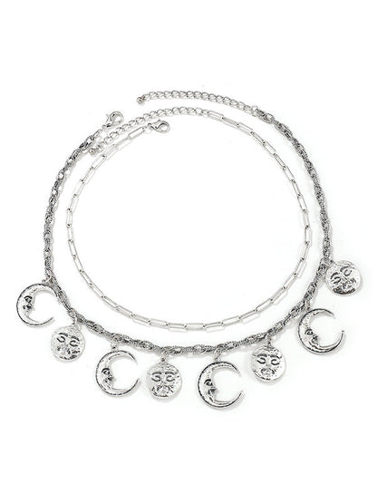 Colliers géométriques à double couche de couleur unie, accessoires 