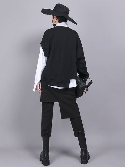 Solid Color Asymmetric High Waisted Pants Culotte