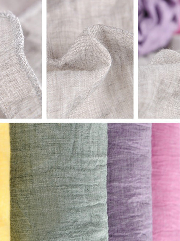 8 Colors Vintage Solid Color Ramie Cotton Shawl Scarf