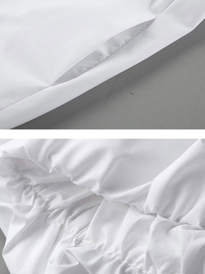 High-Low Sleeveless Elasticity Pleated Solid Color Split-Joint Tube Blouses&Shirts Tops