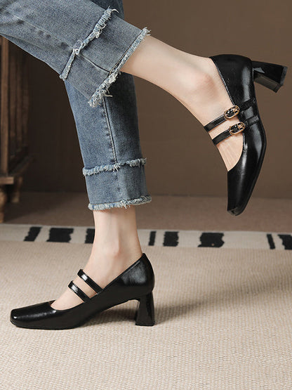 Escarpins à lacets et bout carré 