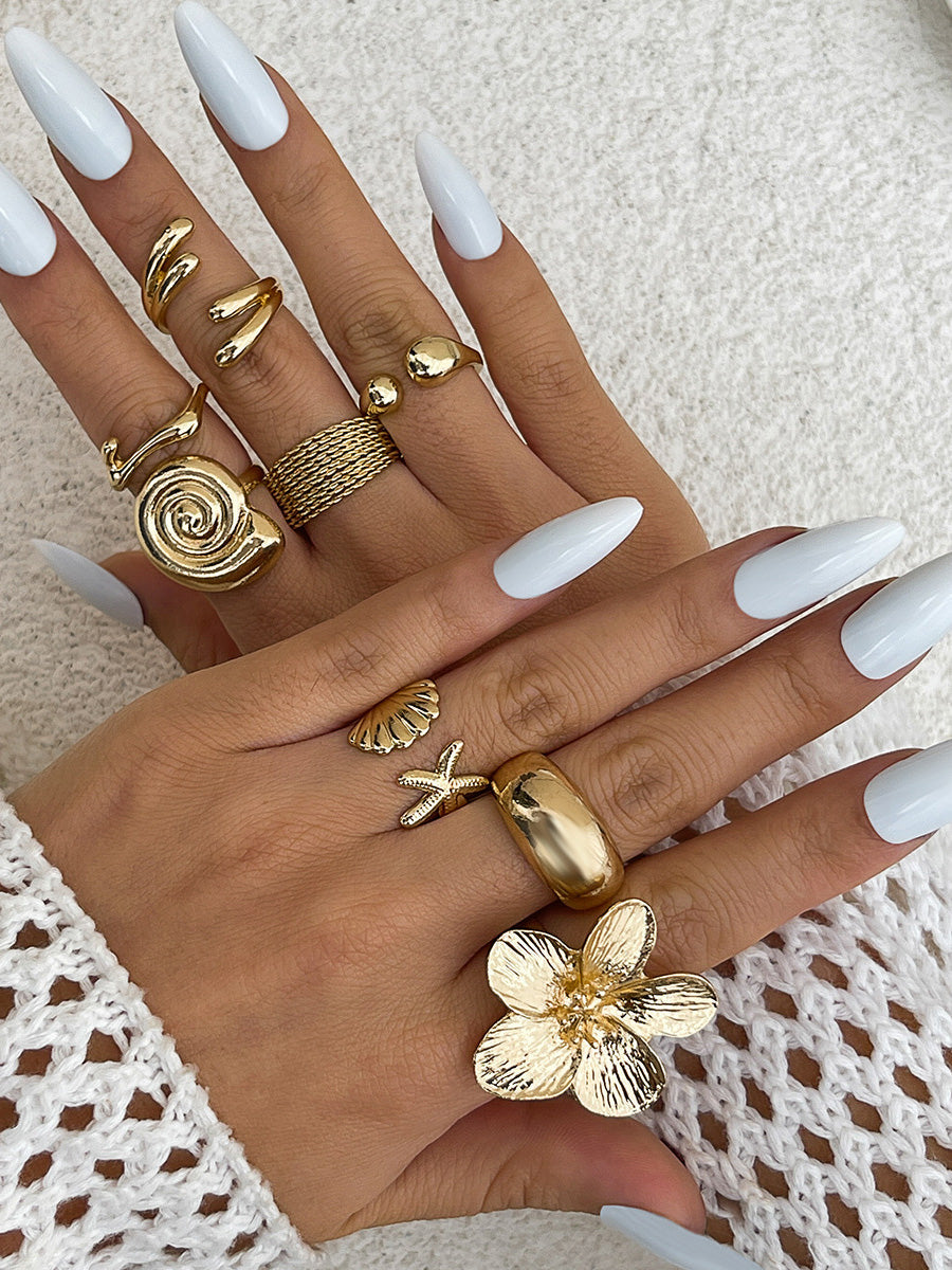 Flower Shape Shell Shape Rings Accessories