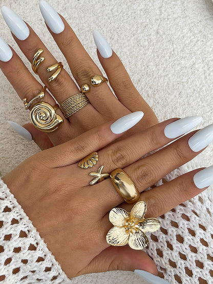 Flower Shape Shell Shape Rings Accessories