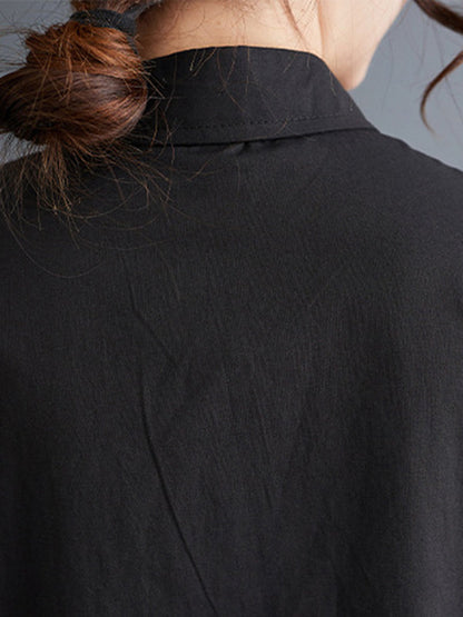 Loose Short Sleeves Solid Color Split-Joint Blouses