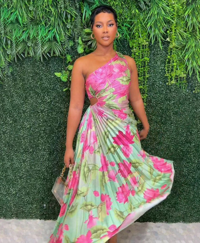 Amanda Pleated Cut-out Midi Dress