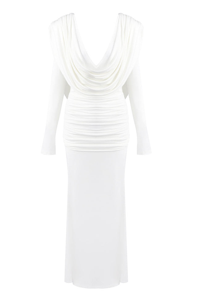 Draped Cowl Neck Maxi Dress