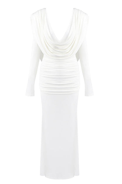 Draped Cowl Neck Maxi Dress