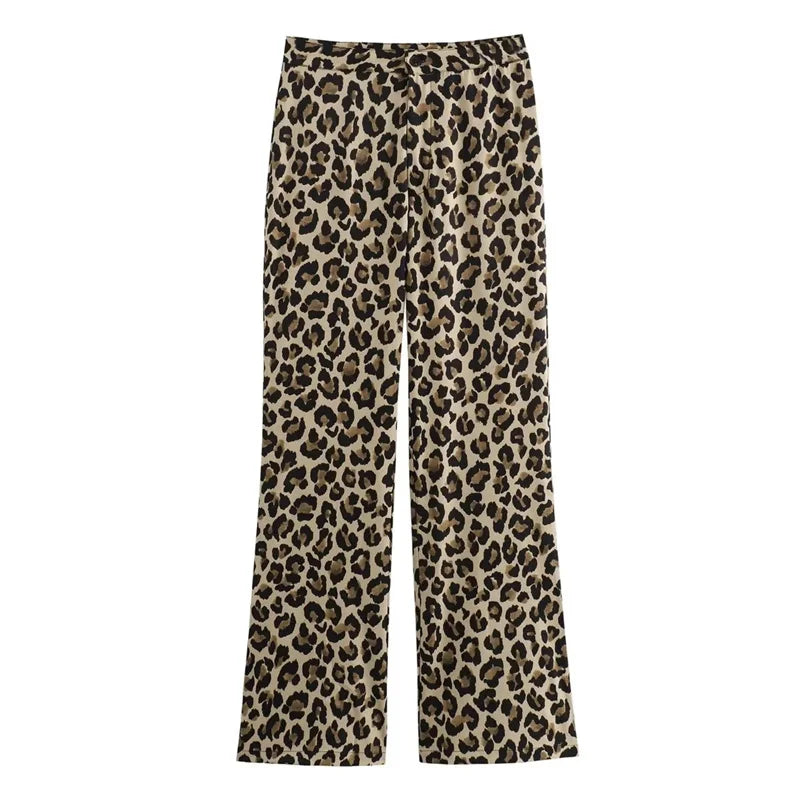 Women Vintage Leopard Print Pants | Cheetah Print Trousers | Cheetah Trousers | Lightweight