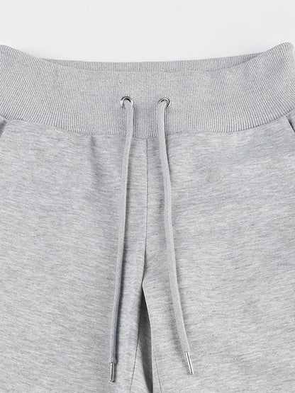 Flared Pants Loose Drawstring Pockets Solid Color Pants Trousers