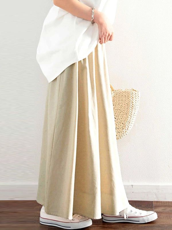 A-Line Loose Elasticity Solid Color Skirts Bottoms