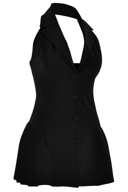 Reyna Backless Pleated Mini Dress