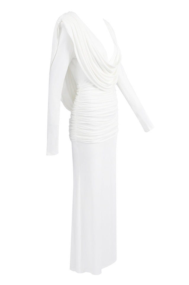 Draped Cowl Neck Maxi Dress