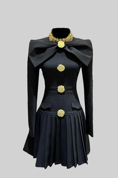 LARETHIE BUTTONED BOW BODYCON DRESS
