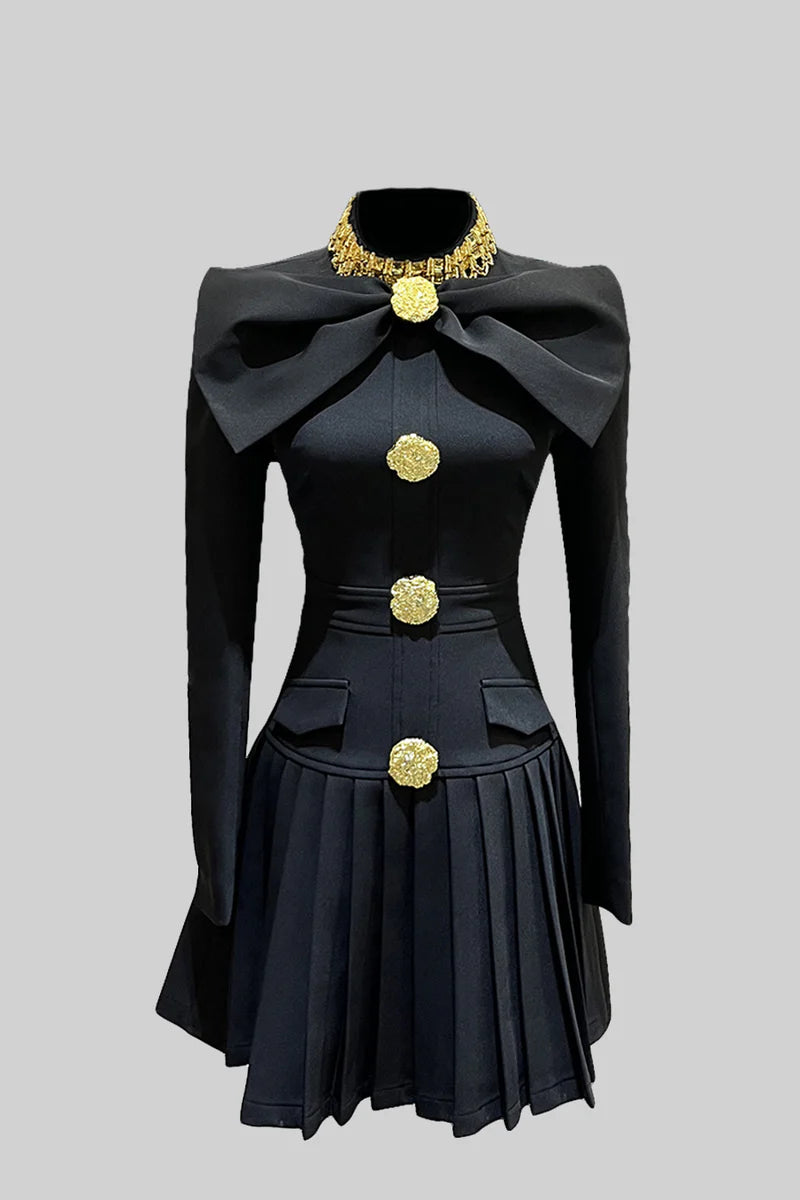NEXT DAY DELIVERY LARETHIE BUTTONED BOW BODYCON DRESS