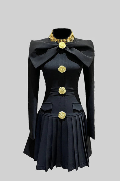 NEXT DAY DELIVERY LARETHIE BUTTONED BOW BODYCON DRESS