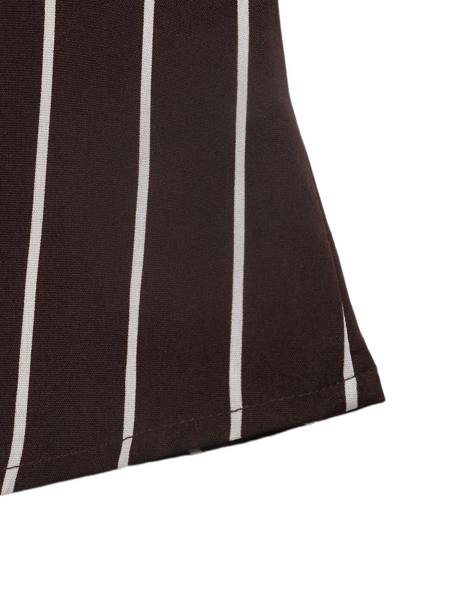 Striped Split-front Buttoned Belted Three-quarter Sleeves High Waisted Lapel Shirt Dress Maxi Dresses