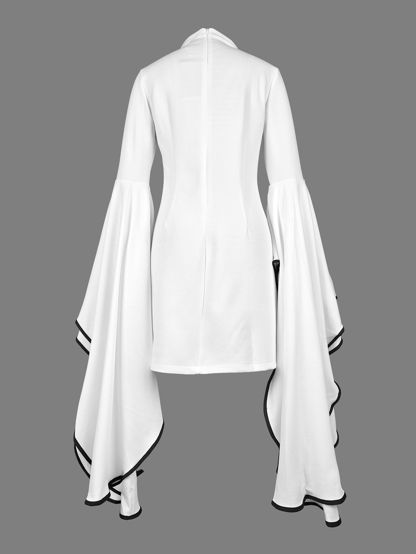 Mini-robes à manches évasées et manches longues, couleur unie, col montant 