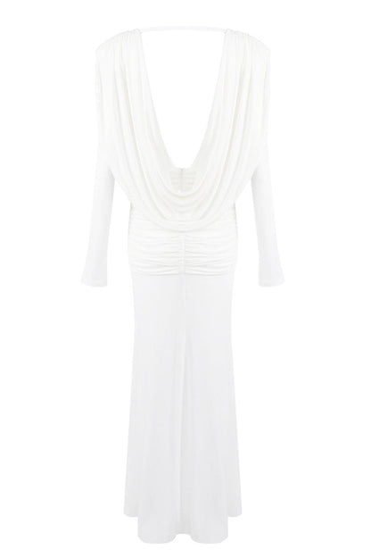 Draped Cowl Neck Maxi Dress
