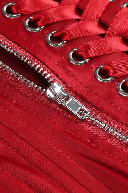 Beaded Applique Lace Up Midi Dress