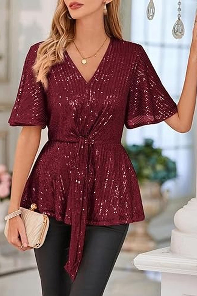 GRACE KARIN Sequin Ruffle Top XXL 10#