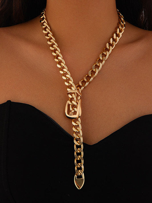 Chains Geometric Solid Color Necklaces Accessories GOLD One_size