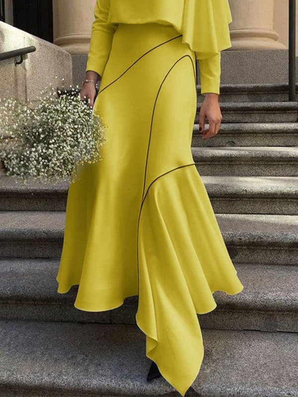 Jupes asymétriques amples à imprimé asymétrique et à fentes 