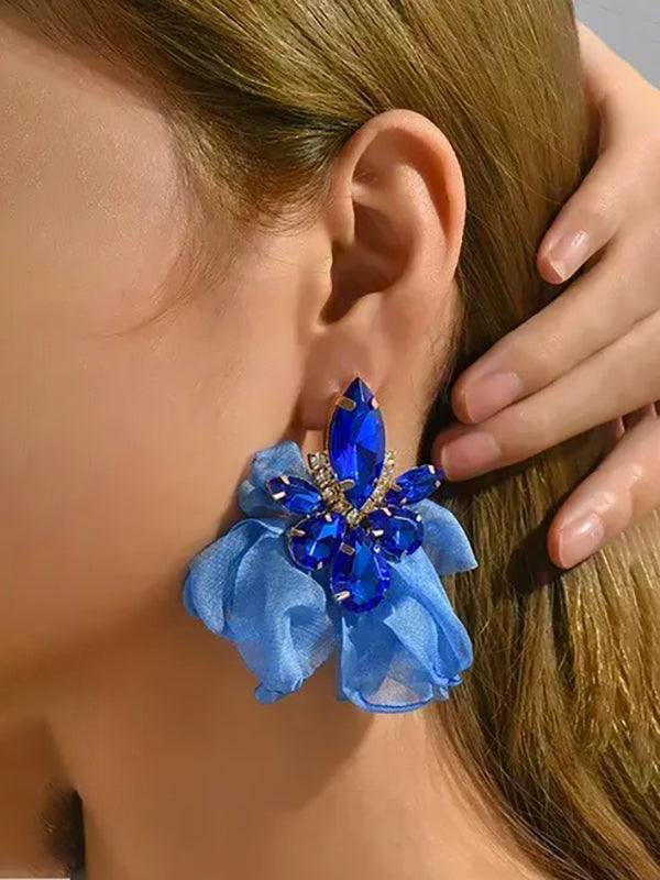 Flower Shape Drop Earrings BLUE One_size