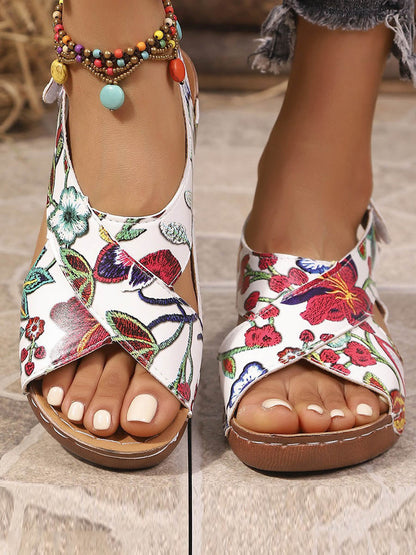 Contrast Color Hollow Open Toe Sandals