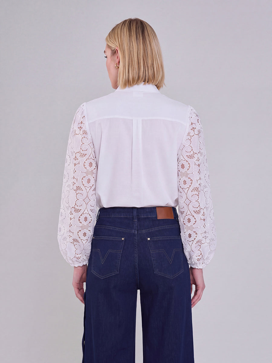 Long Sleeves Loose Buttoned Hollow Solid Color Split-Joint Lapel Blouses&shirts Tops