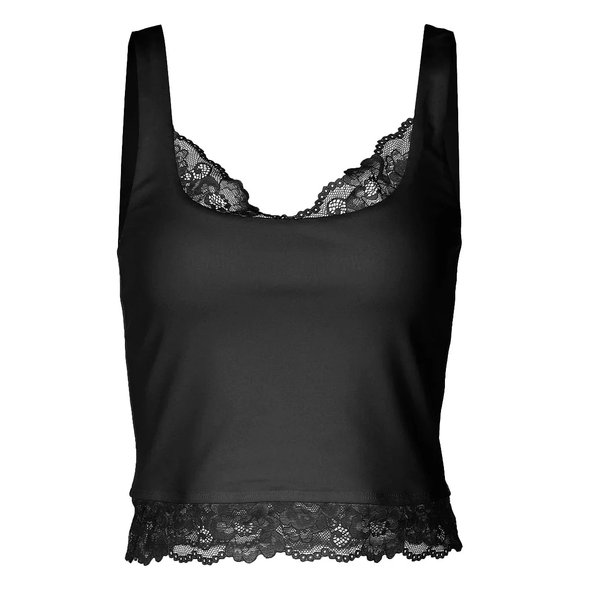 Women Lace Trim Tank Top | V-Neck | Crop Top | Y2k