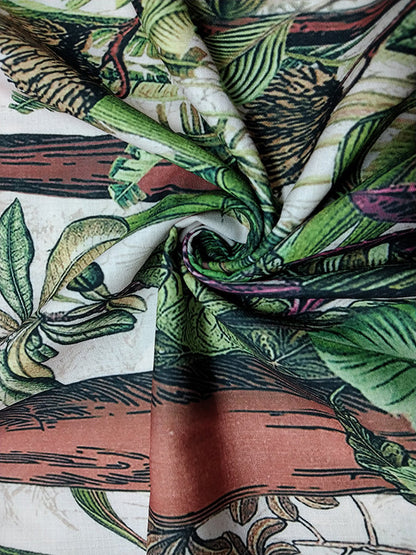 Maxikleider mit ausgestellten Ärmeln, lockerem Blätterdruck und V-Ausschnitt 