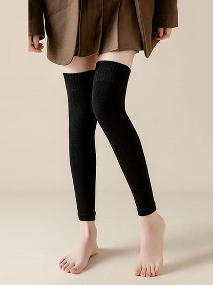 Casual Skinny Keep Warm Solid Color Leg Warmers Accessories BLACK One_size