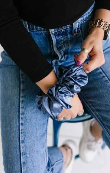 Midnight Moon Satin Jumbo Scrunchie