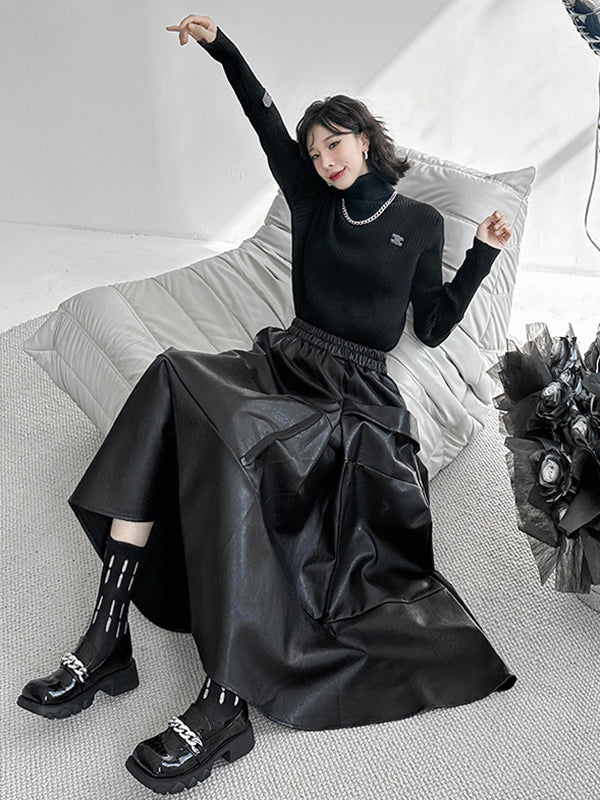 A-Line Hipster Solid Color Split-Joint Zipper Skirts Bottoms