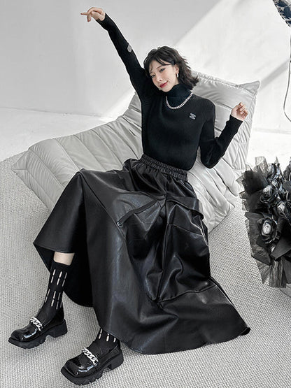 A-Line Hipster Solid Color Split-Joint Zipper Skirts Bottoms