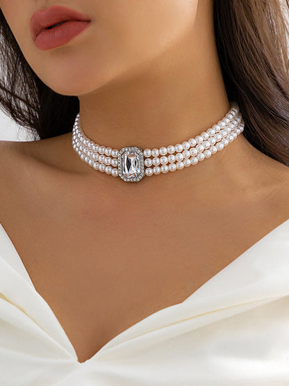 Geometric Layered Rhine Stones Bracelet Accessories + Necklaces Accessories + Earrings Accessories