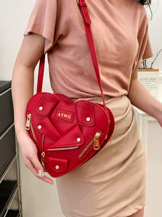 Heart Shape Split-Joint Zipper Bags Crossbody Bags Handbags