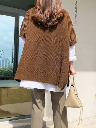 Casual Loose Split-Side Round-Neck Sweater Tops