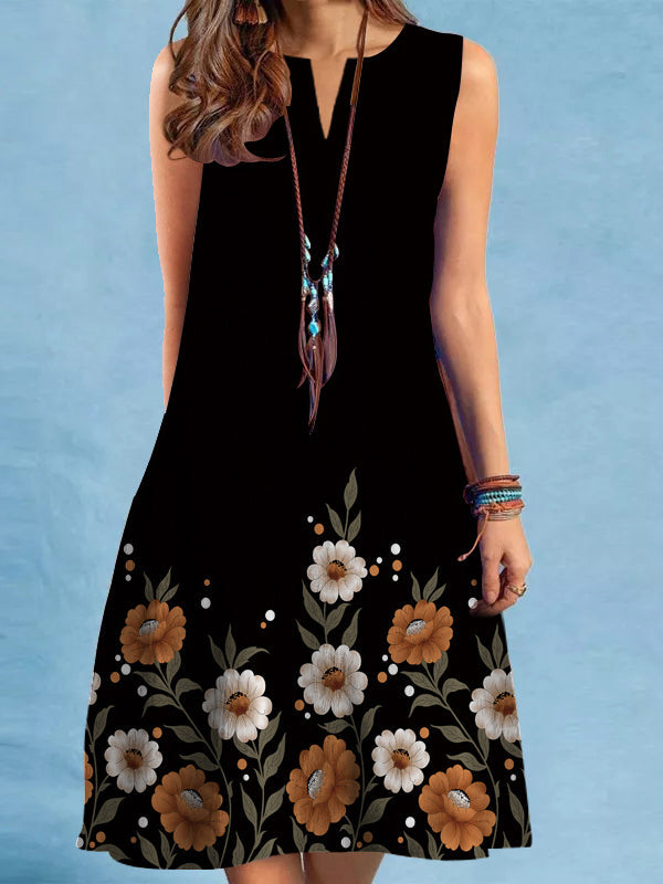 Lockere Minikleider mit Blumenmuster und V-Ausschnitt in Übergröße 
