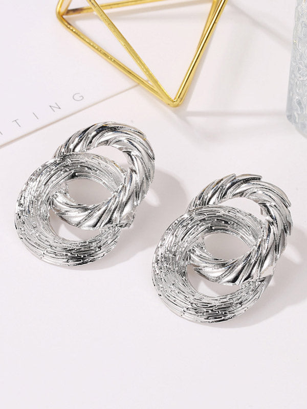 Geometric Hollow Solid Color Drop Earrings SILVER One_size