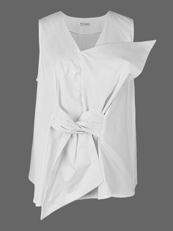 A-Line Loose Knot Solid Color V-Neck Vest Top