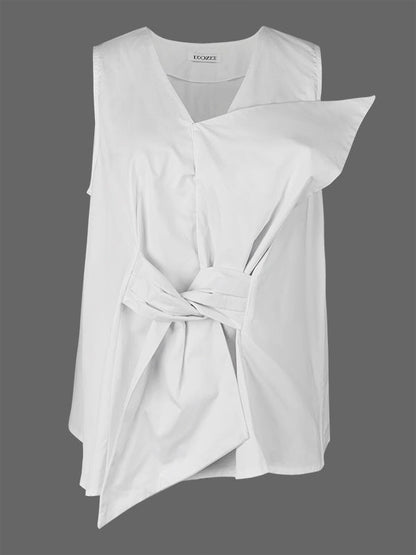 A-Line Loose Knot Solid Color V-Neck Vest Top