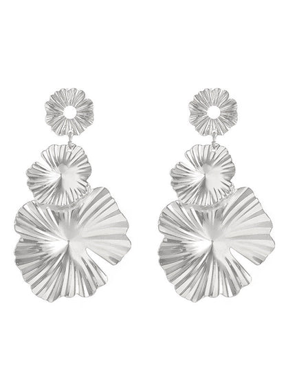 Flower Shape Solid Color Drop Earrings SILVER One_size