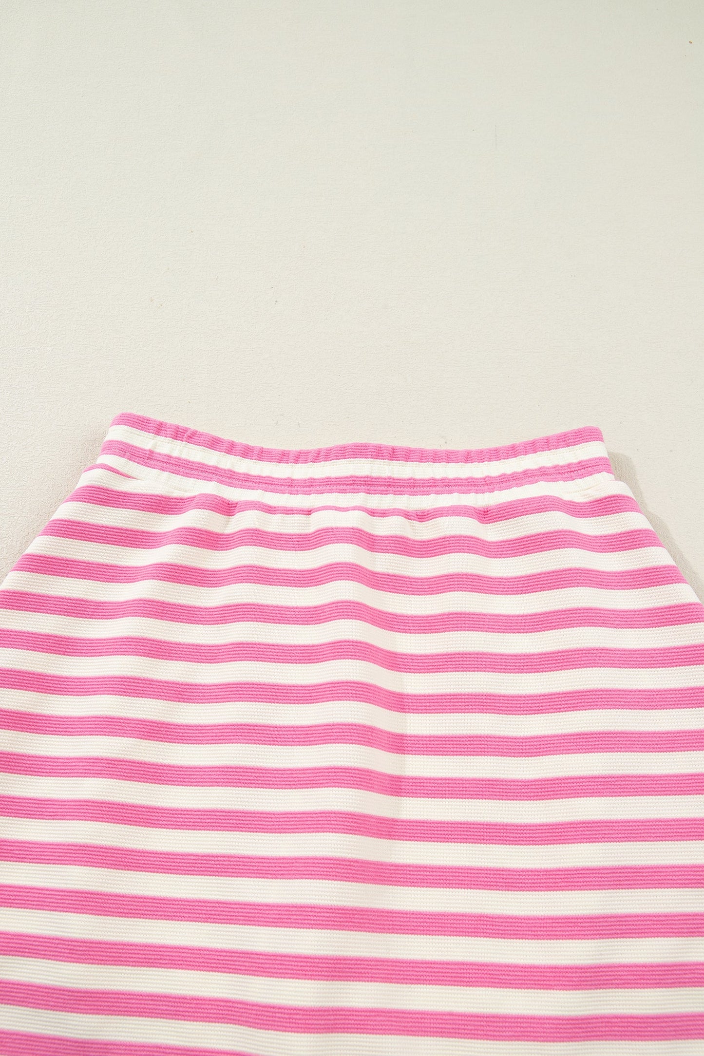 Dark Blue Textured Stripe Print Contrast Trim Zip Collar Sleeveless 2pcs Skort Set