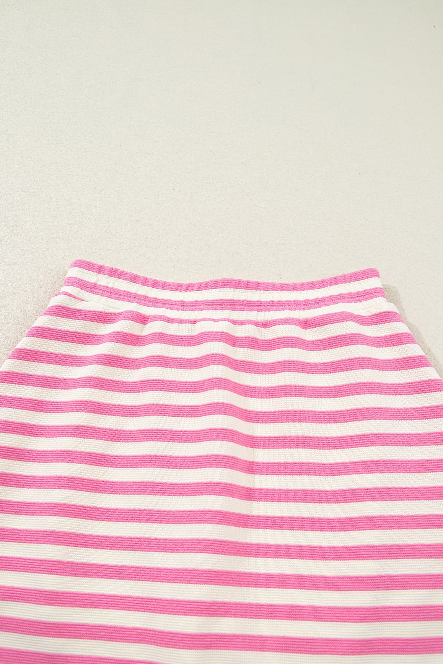 Dark Blue Textured Stripe Print Contrast Trim Zip Collar Sleeveless 2pcs Skort Set