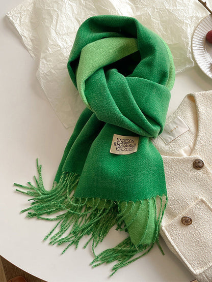 Keep Warm Tasseled Shawl&Scarf FLUORESCENT GREEN One_size
