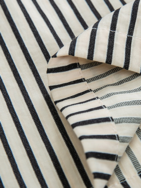 High Waisted Loose Split-Joint Striped Pants Trousers