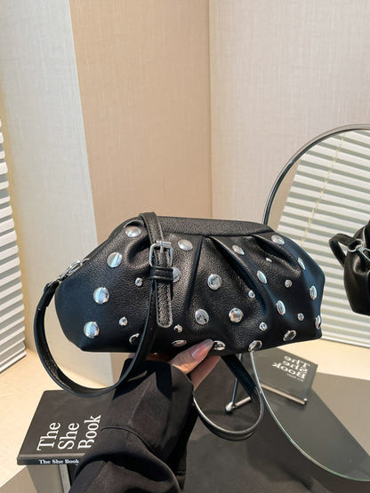 Pleated Rivet Split-Joint Mini Bags Shoulder Bags