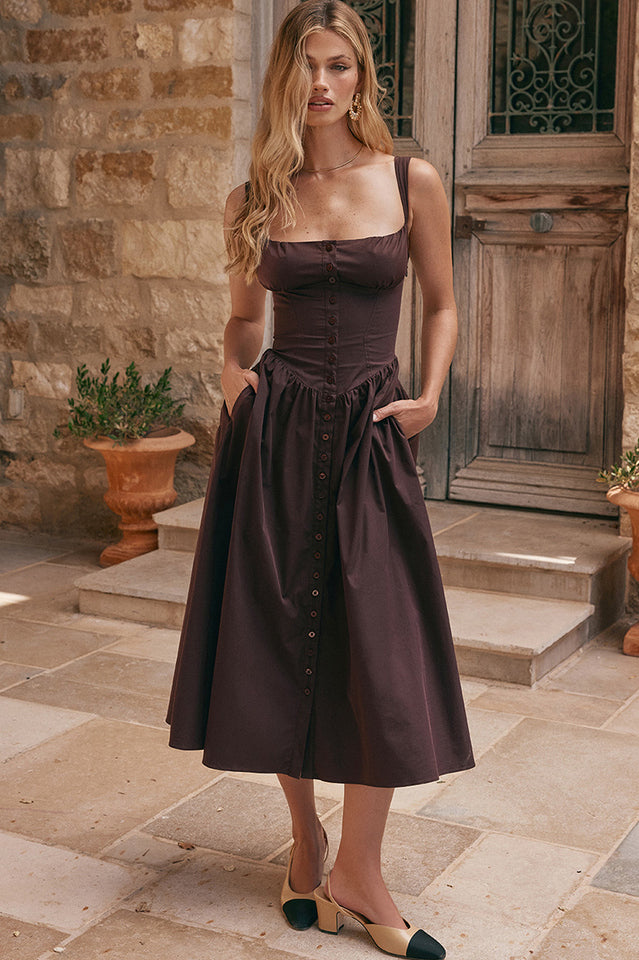 Rich Brown Midi Sundress